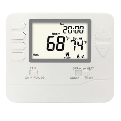 Suuwer White Industrial Air Source Heat Pump Thermostat with 2H/1C Stages H/C Auxiliary/Emergency Heat