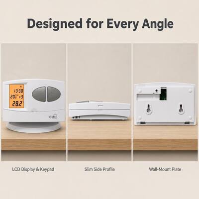 OFF System Operation Mode Wireless Boiler RF Programmable Thermostat 130 X 80 X 35 Mm Compact Size Ideal for Commercial HVAC Control Solutions