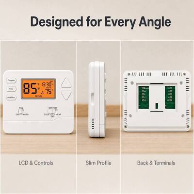 Riseem Programmable 2 Heat 2 Cool Thermostat Temperature Controller Compatibility Works With Most Heating And Cooling Systems