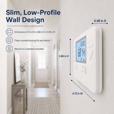 Riseem Weekly Programmable 0.5°C Accuracy HVAC System Heat Pump Thermostat 24V