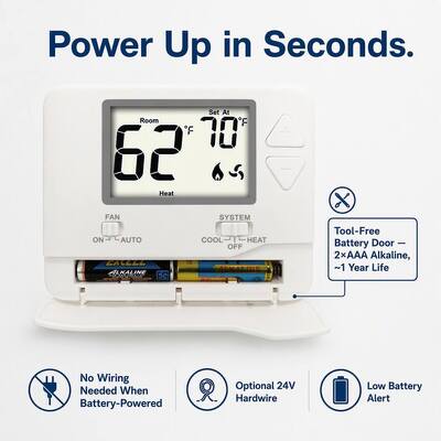 24V LCD Display Wired electronic HVAC Non-programmable Electronic Room Thermostats Mounts On Wall Or Junction Box Temperature Controllers For Energy Saving