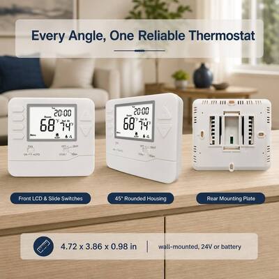 STN721 Commercial Heat Pump 2 Heat 1 Cool LCD Display Wired HVAC Thermostat for Home and Hotel