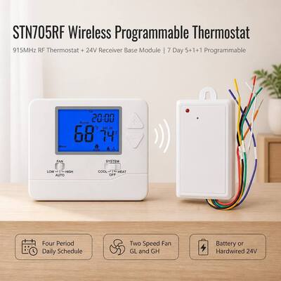 24V Беспроводной программируемый PTAC RF 1H 1C RF гостиничный термостат 915 МГц для контроля температуры