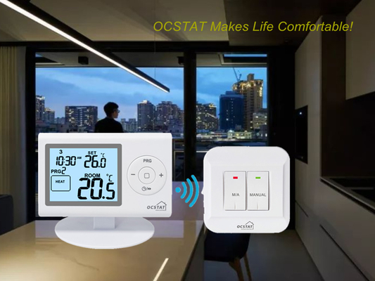 Riseem Белый цвет OEM / ODM Цифровой программируемый термостат RF для систем HVAC