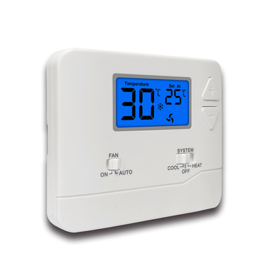 Белый LCD показывает термостат комнаты цифров для систем HVAC