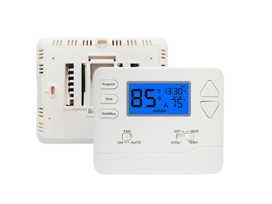 FCC 2 Heat / 1 Cool ABS Программируемый цифровой комнатный тепловой насос Riseem Термостат HVAC